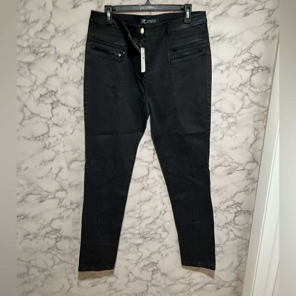 TPC The Pant Co. Black Leather Trim Jeans